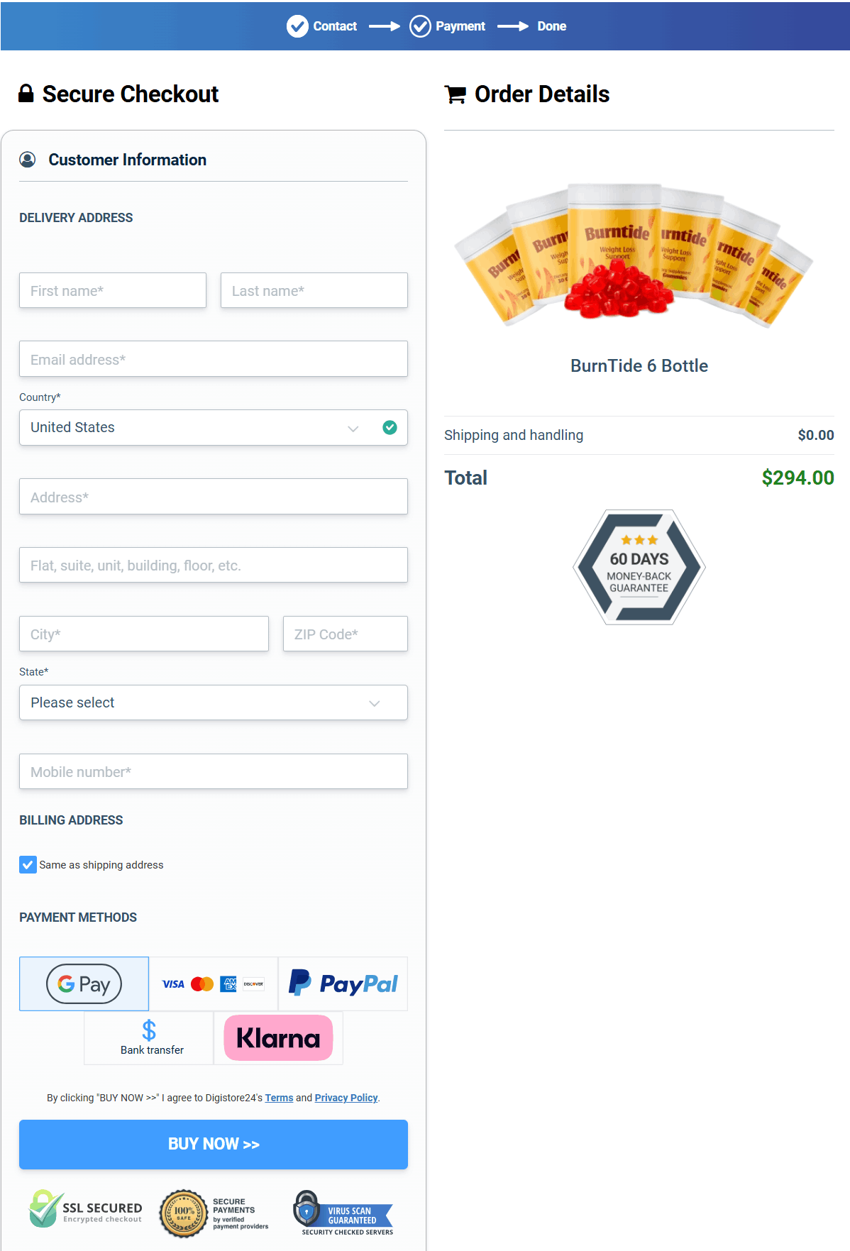 Burntide-Secure Checkout Page